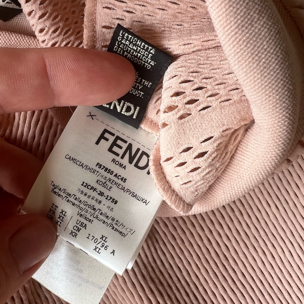 FENDI Light Pink Micro Mesh Bodysuit XL - Picture 10 of 10